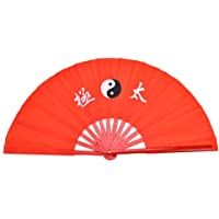 Demeras Abanico de Artes Marciales Seda de bambú Tai Chi Baile Entrenamiento Rendimiento Aficionado Rojo